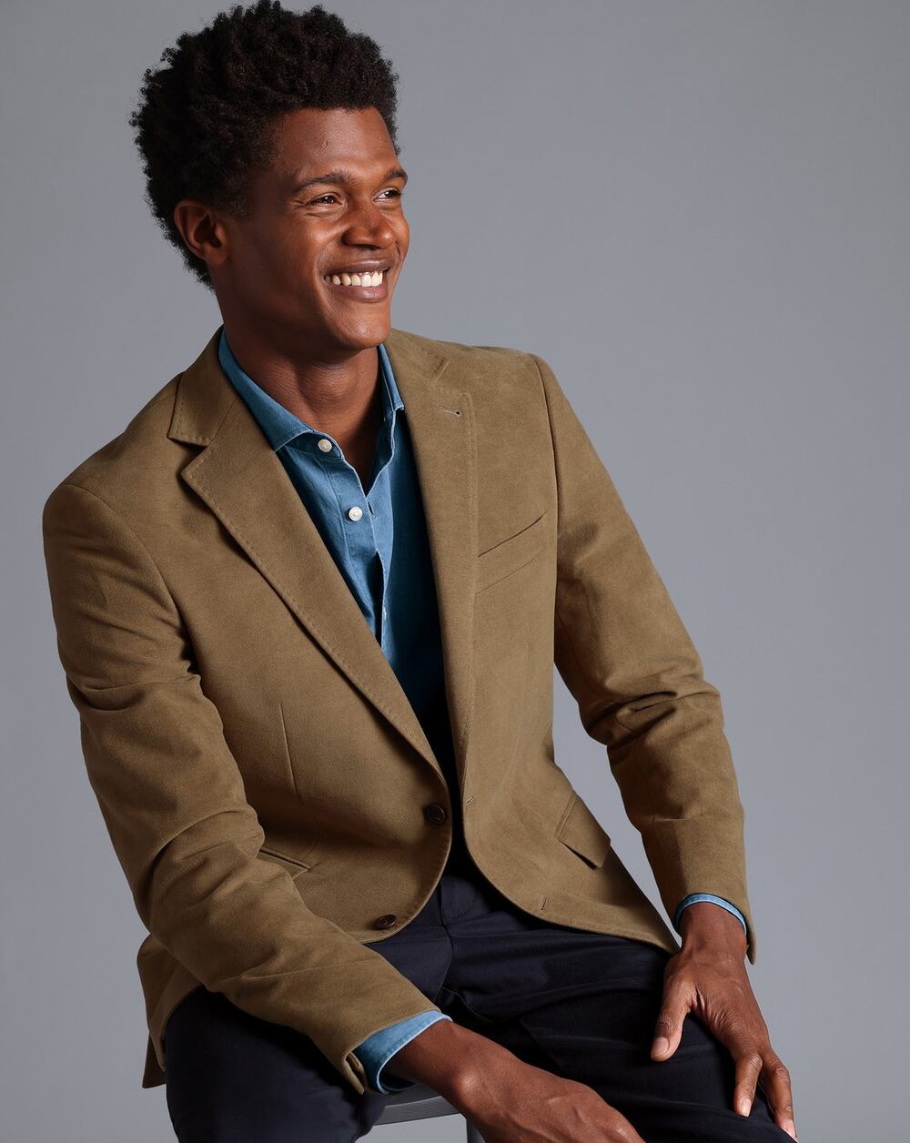 Charles Tyrwhitt Italian Moleskin Cotton Mix Sport Coat Slim Fit Blazer Tan 42R
